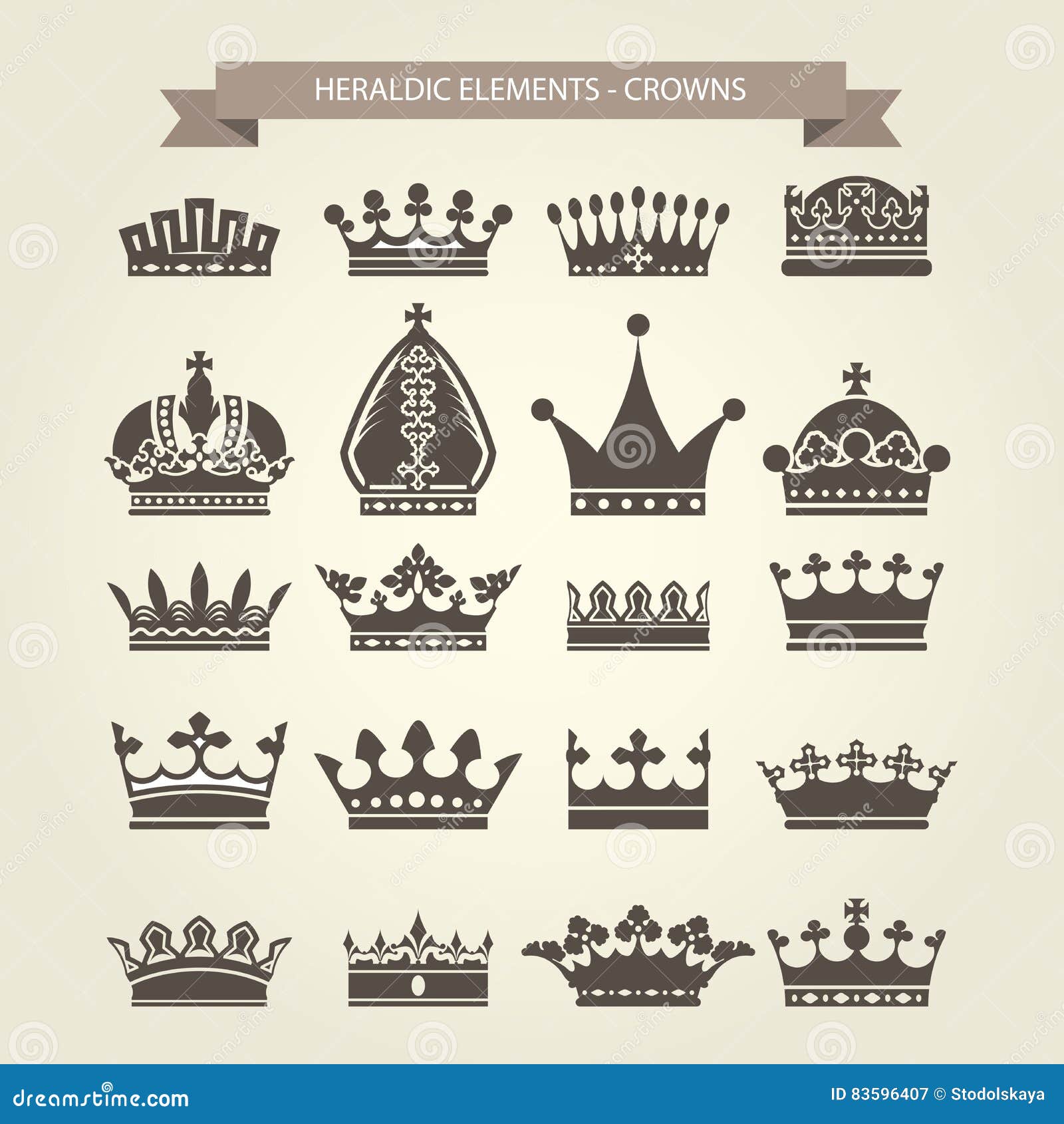 Heraldische Symbolen Koninklijke Geplaatste Kronen Vector Illustratie Illustratie Bestaande Uit Monarchie Decoratief