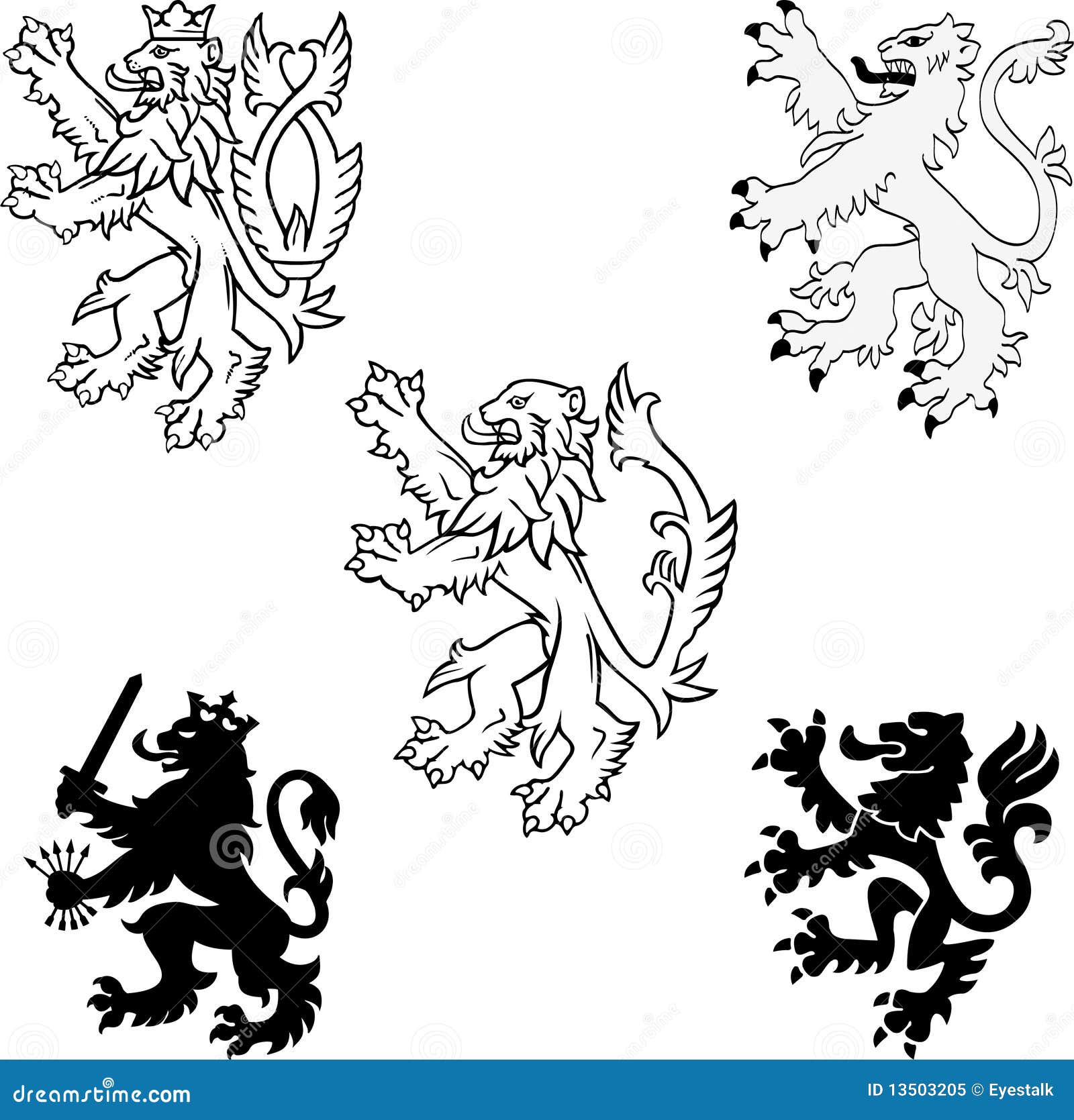 Heraldry Lions stock vector. Illustration of clip, insignia - 13503205