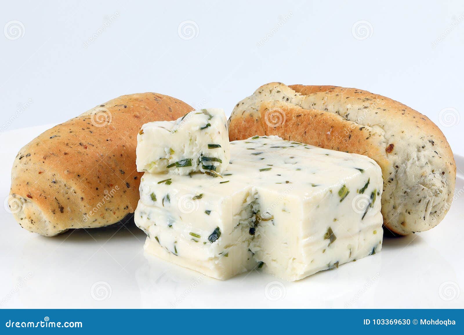 Herb Cheese and Bread Loaf stock photo. Image of product 103369630