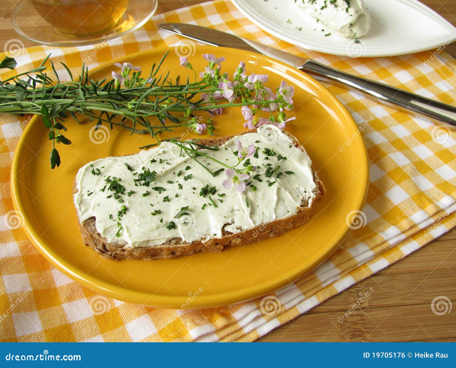 Herb Curd with Cuckoo Flower on Bread Stock Photo Image of wild