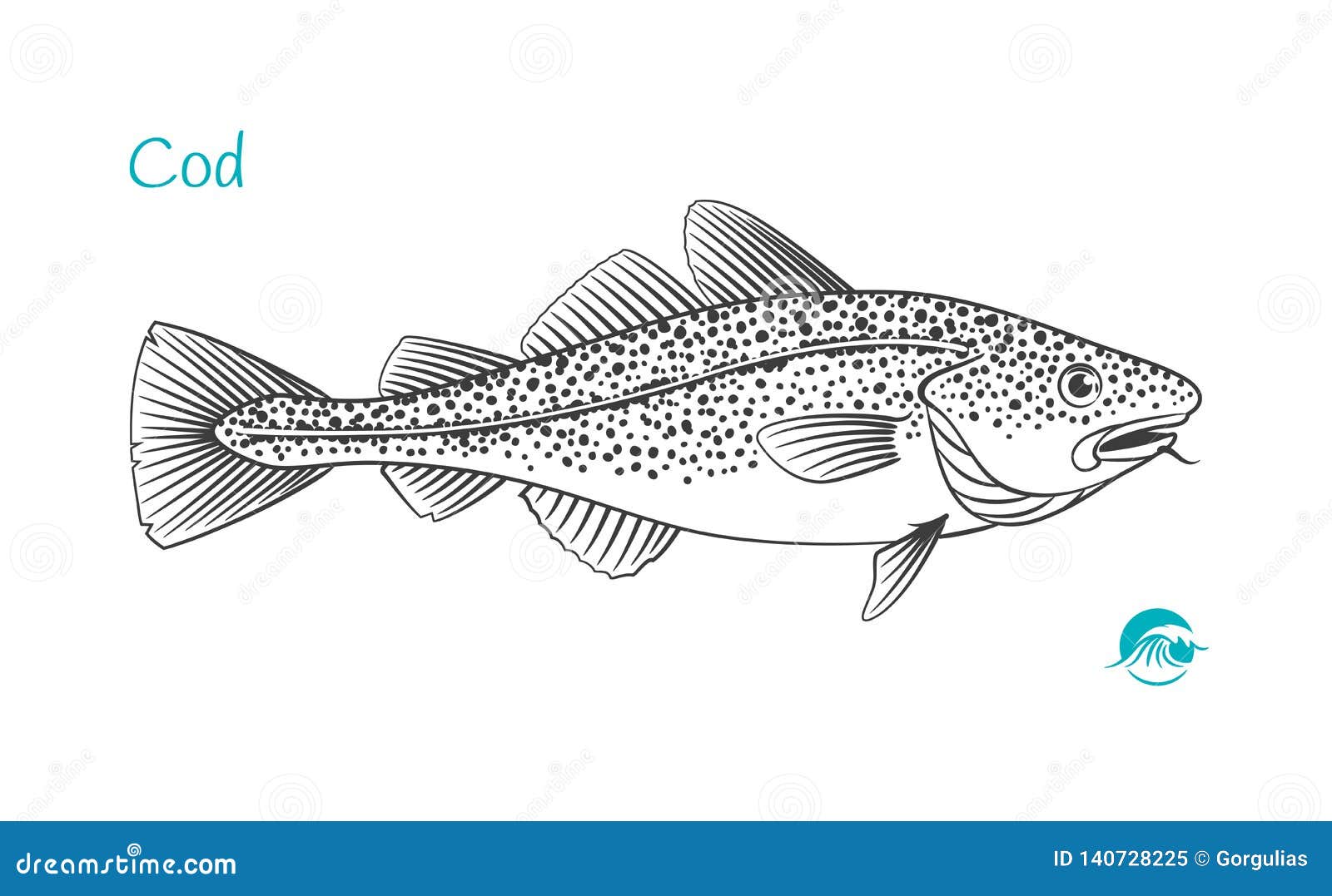 cod fish hand-drawn 