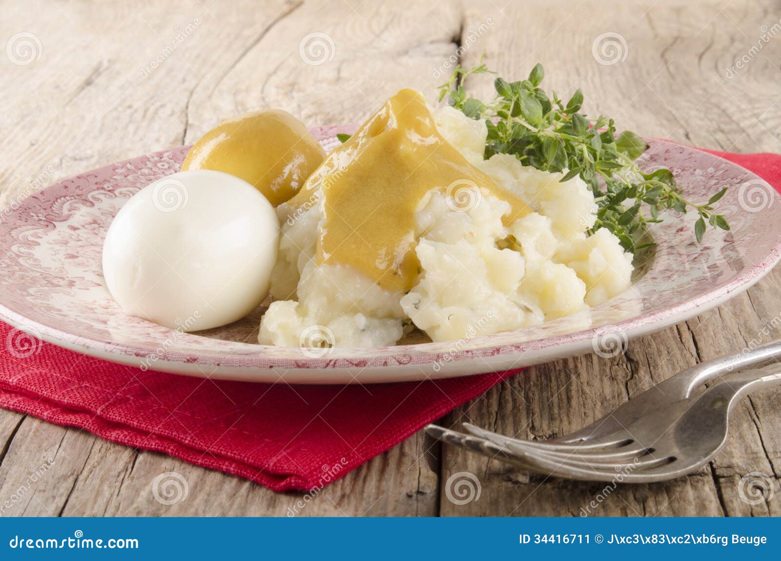 Herb Mashed Potatoes with Mustard Eggs Stock Image Image of puree