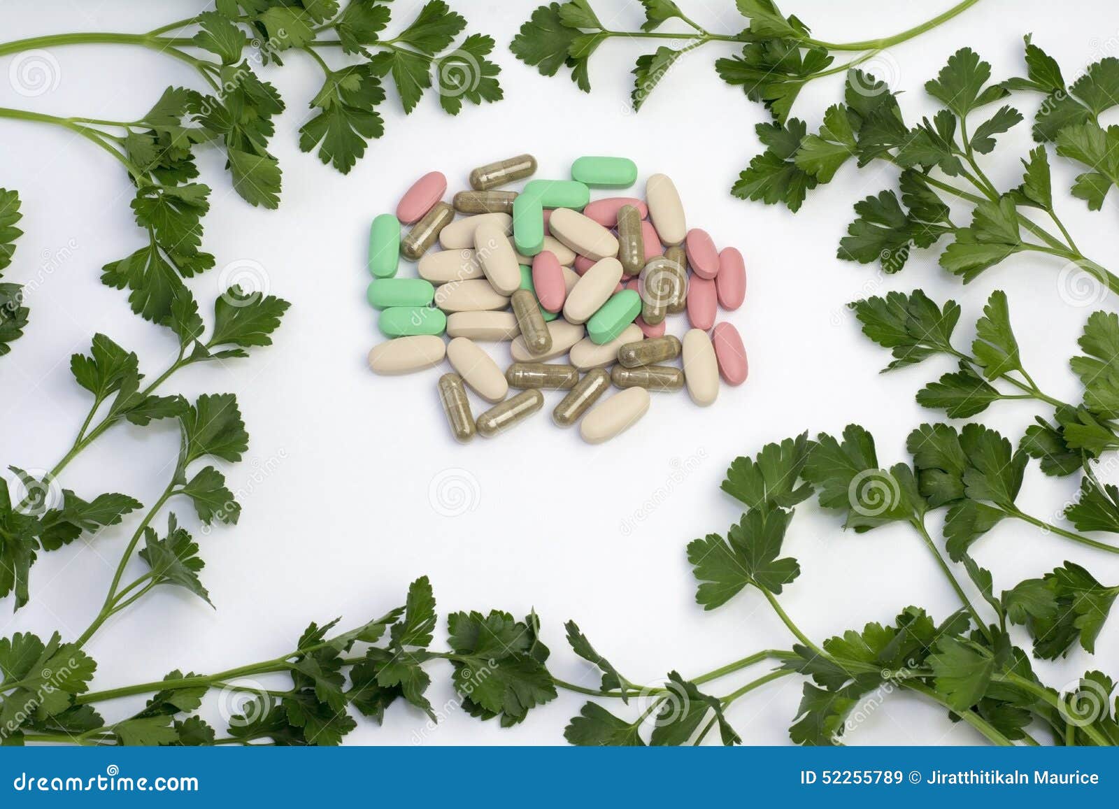 Herb and Multivitamin with Parsley Frame Stock Image Image of herb