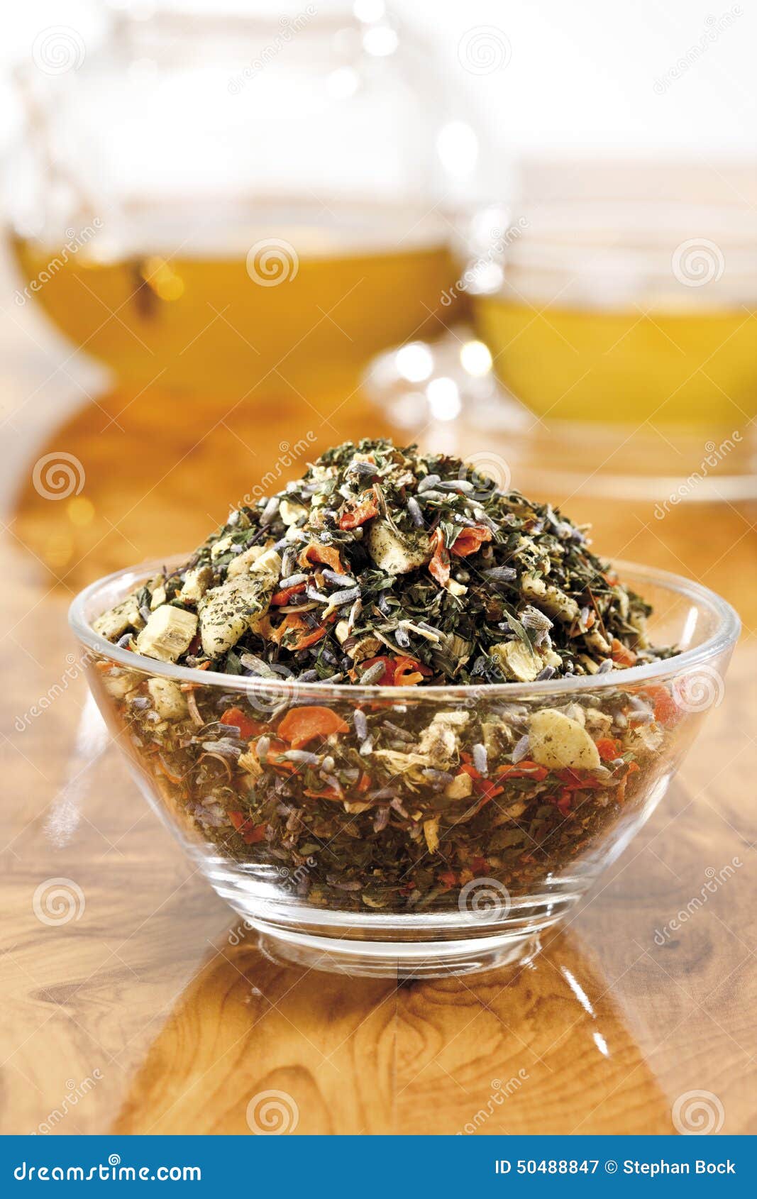 Herb tea mixture, closeup stock image. Image of plate 50488847
