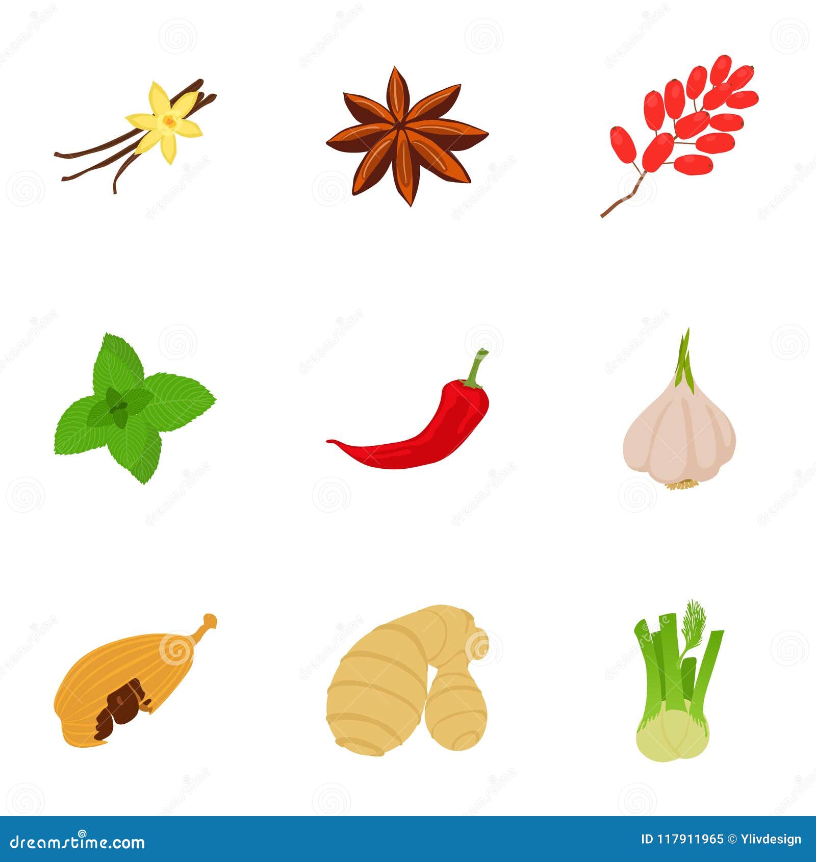 herbage icons set, cartoon style