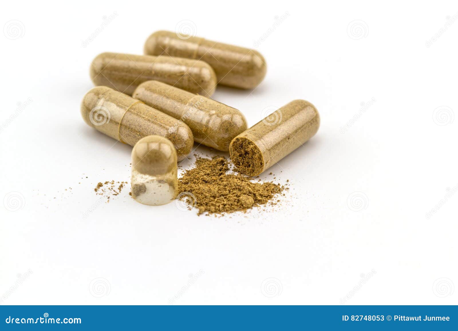 Herbal Capsule on White Background. Stock Image Image of nature