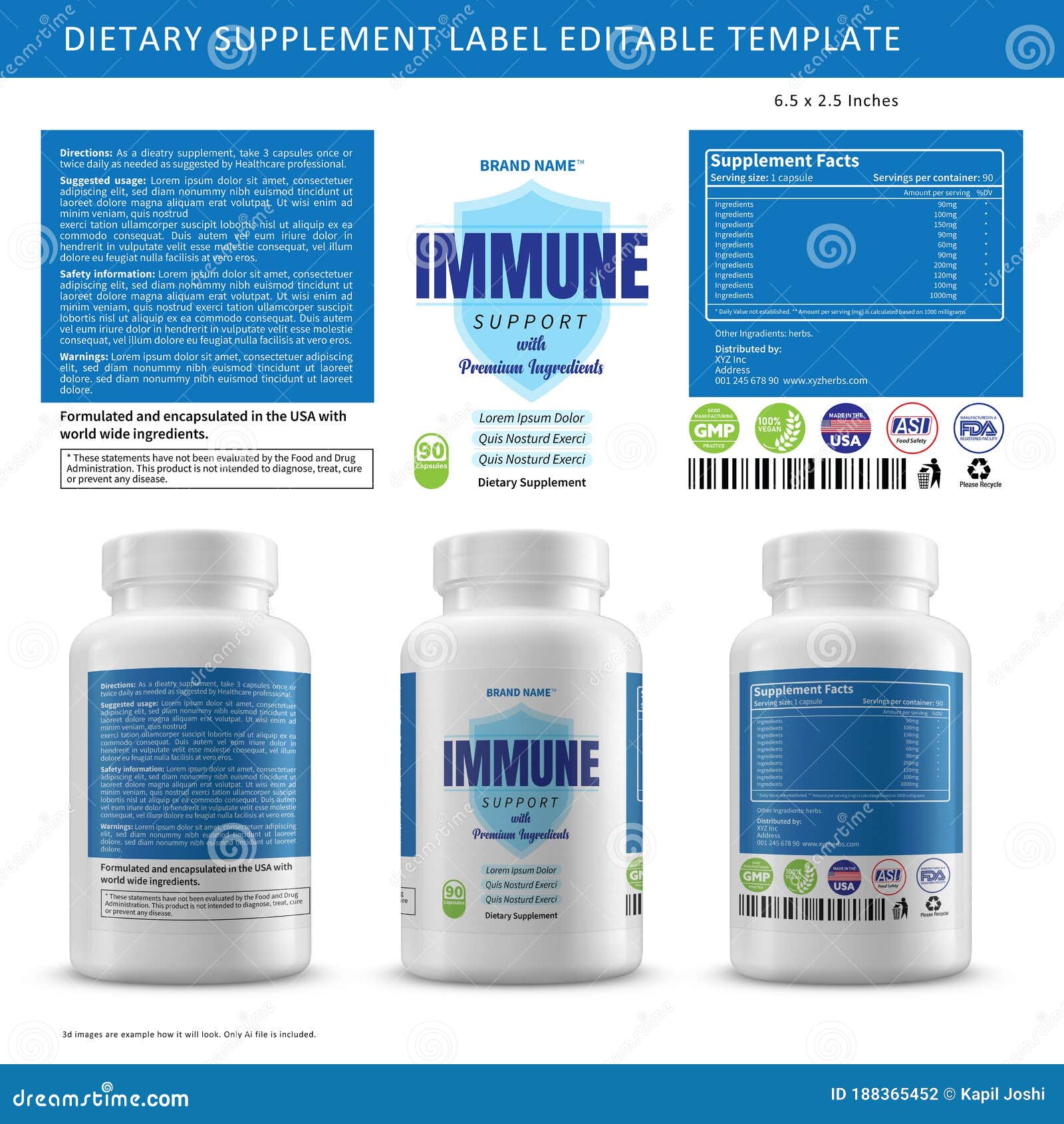 Herbal Immune Dietary Supplement Label Package Template Editable In Dietary Supplement Label Template