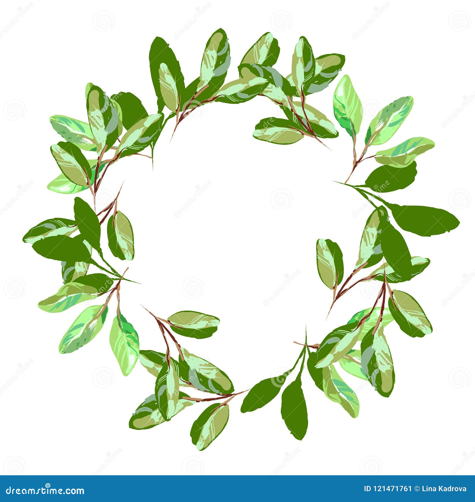 Herbal Minimalistic Round Vector Frame Hand Drawn Plants Branches Leaves On White Background Greenery Wedding Stock Vector Illustration Of Background Garden 121471761