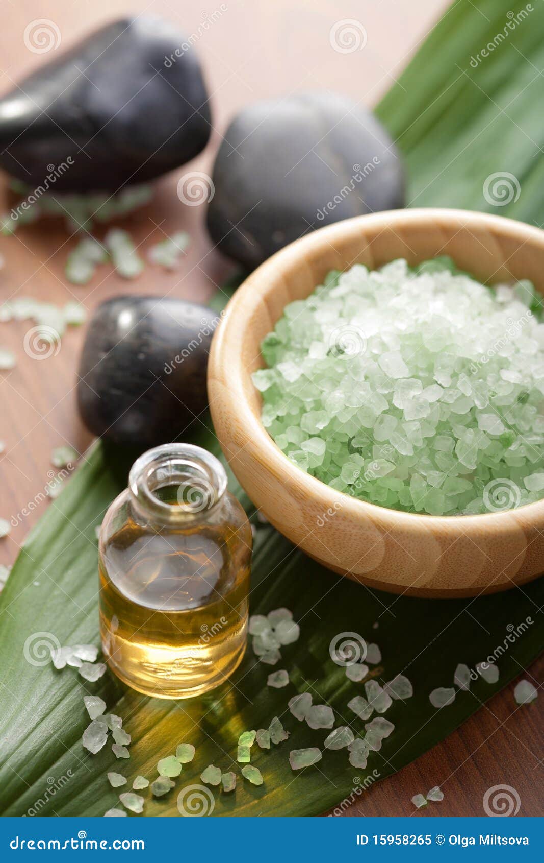 Herbal salt and oil stock image. Image of care, calm 15958265