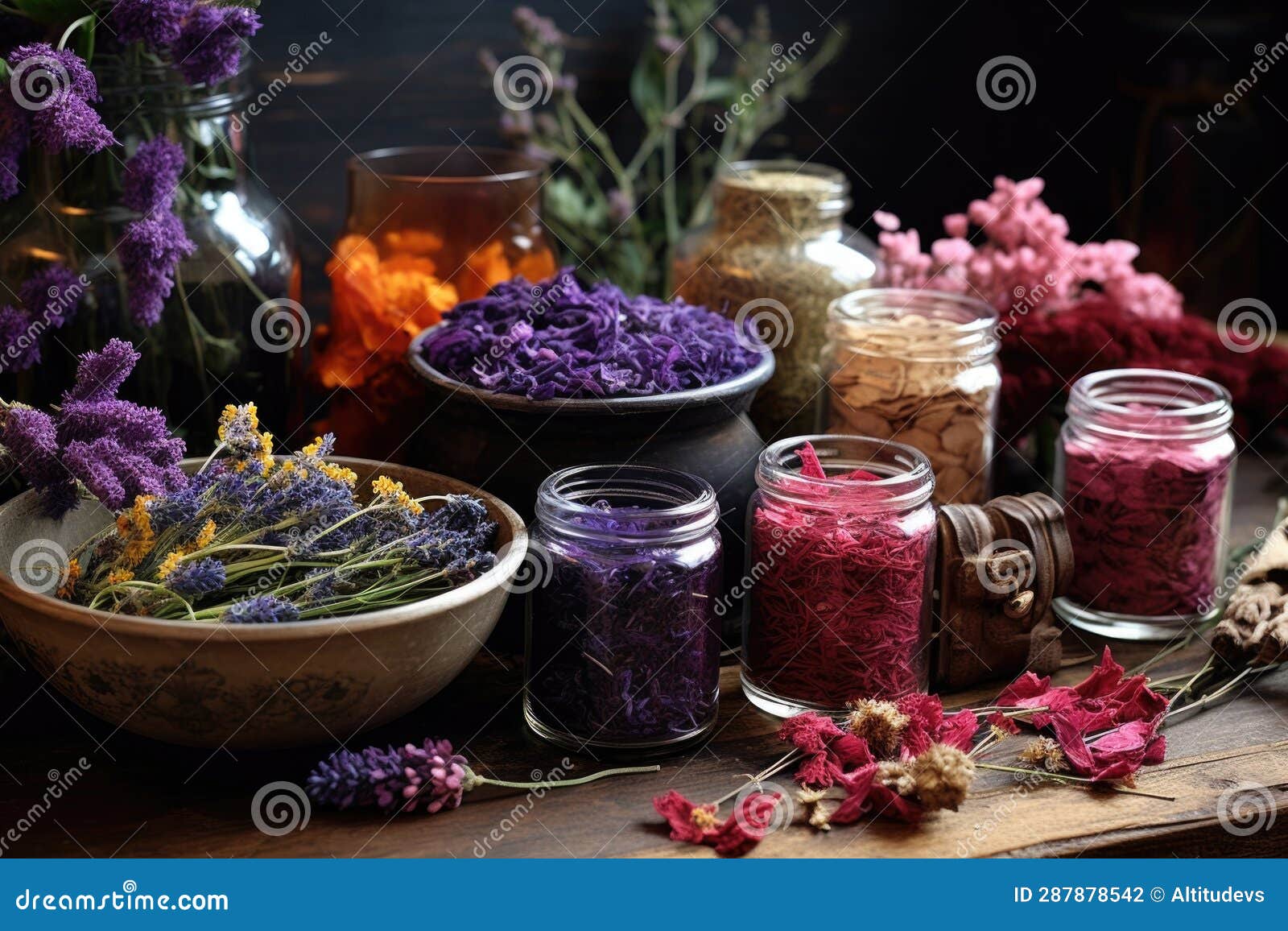 Herbal Tea Assortment with Dried Flowers and Herbs Stock Photo Image