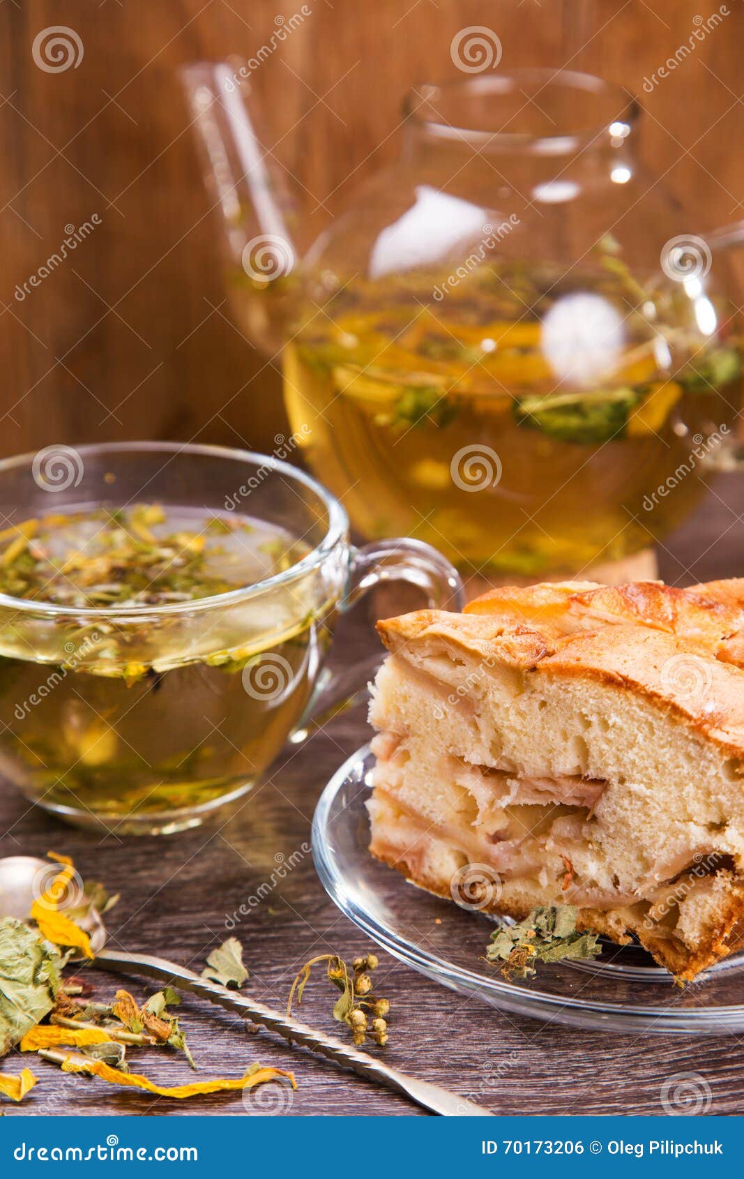 Herbal tea with cake stock photo. Image of natural, background 70173206