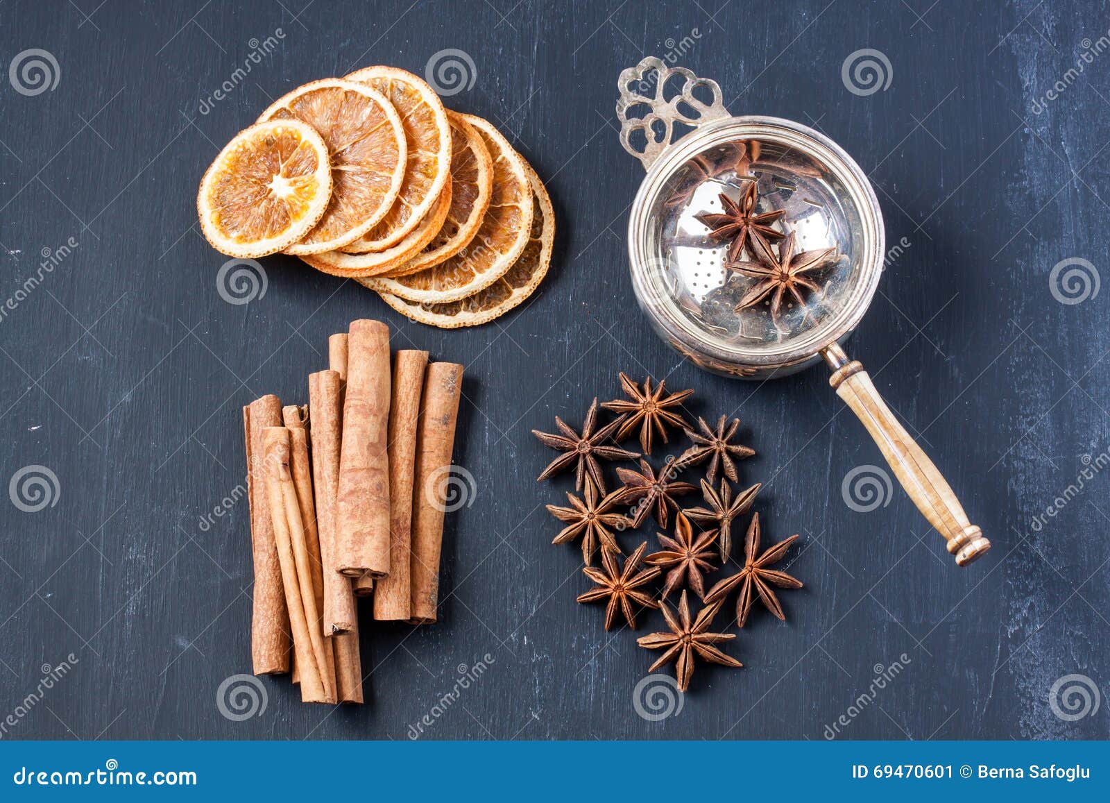 Herbal Tea with Cinnamon, Star Anise and Dried Orange Stock Image