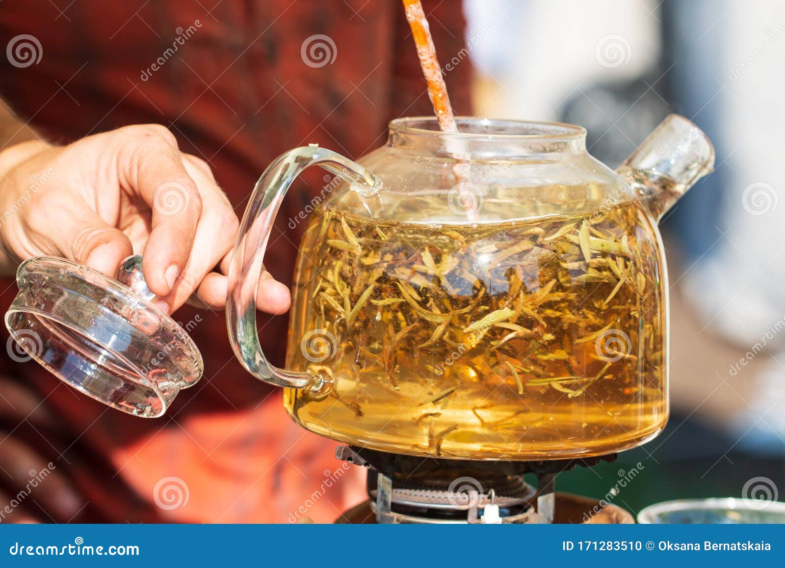 Herbal tea in a kettle stock photo. Image of teapot 171283510