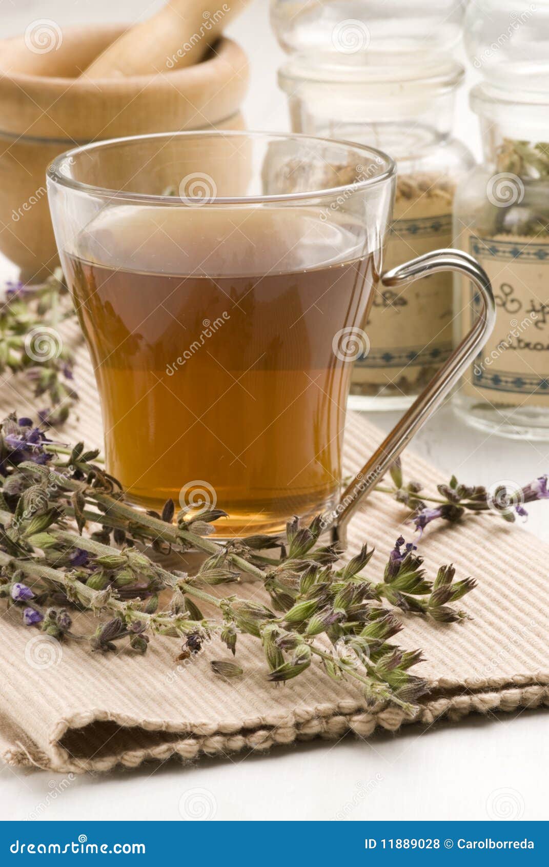 Herbal Tea With Lavender. Dried Lavender Flowers For Tea. A Mixture Of