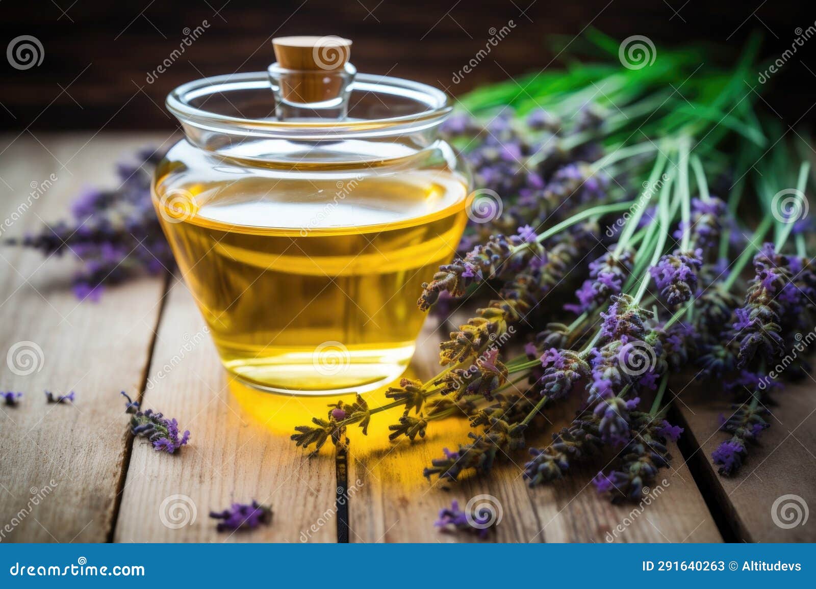 Herbal Tea Placed beside a Lavender Plant Stock Image Image of