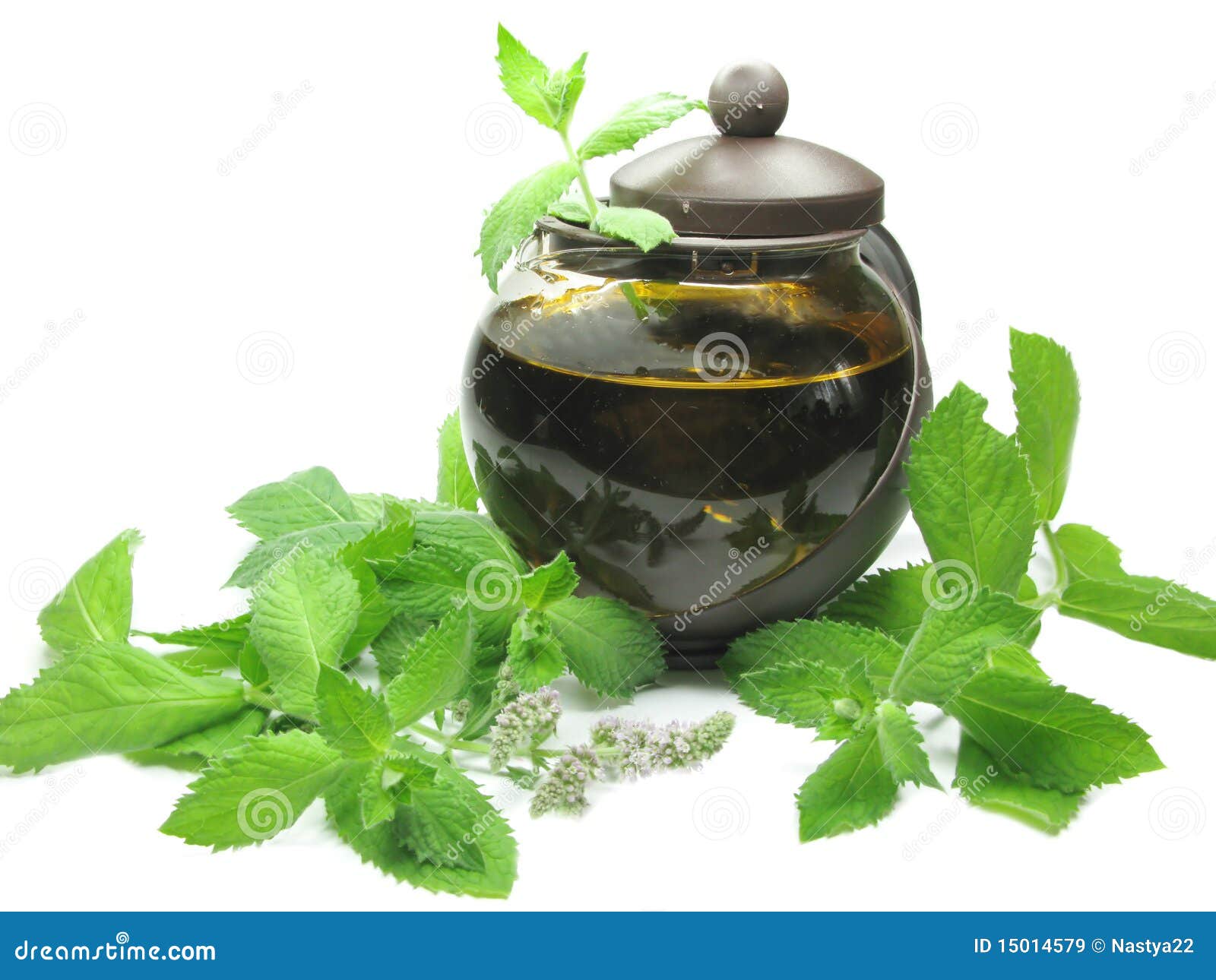 Herbal Tea in Teapot among Mint Stock Image Image of snack, food 15014579