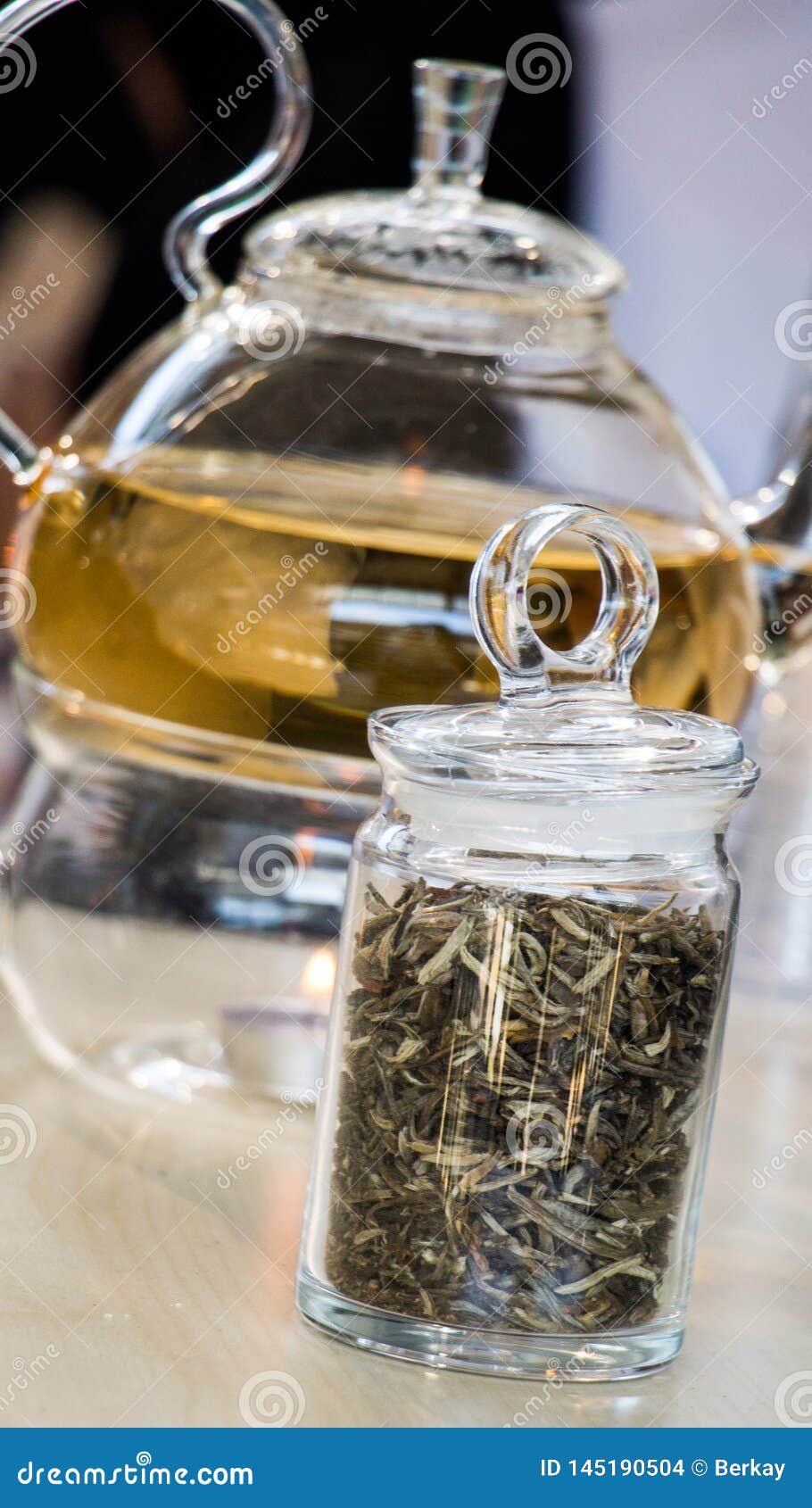 Herbal Tea in Teapot and Tea Plant in a Bottle Stock Photo Image of