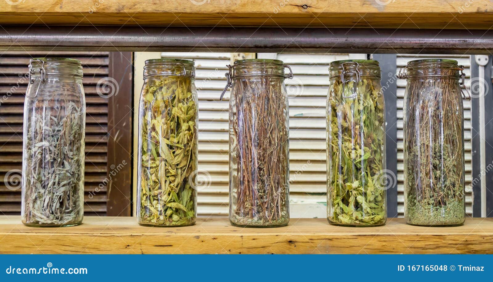 Herbal Teas Glass Jar Inside Stock Photo Image of alternative, green 167165048