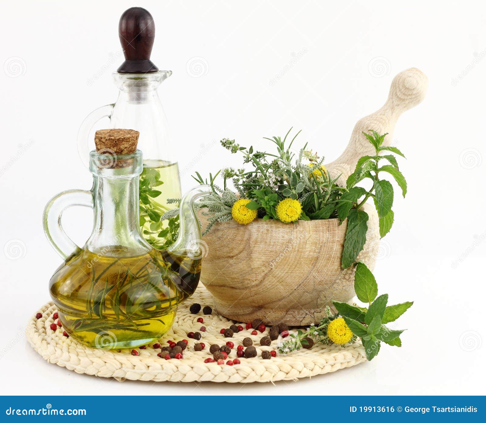 Herbs and olive oil stock photo. Image of isolated, cuisine 19913616