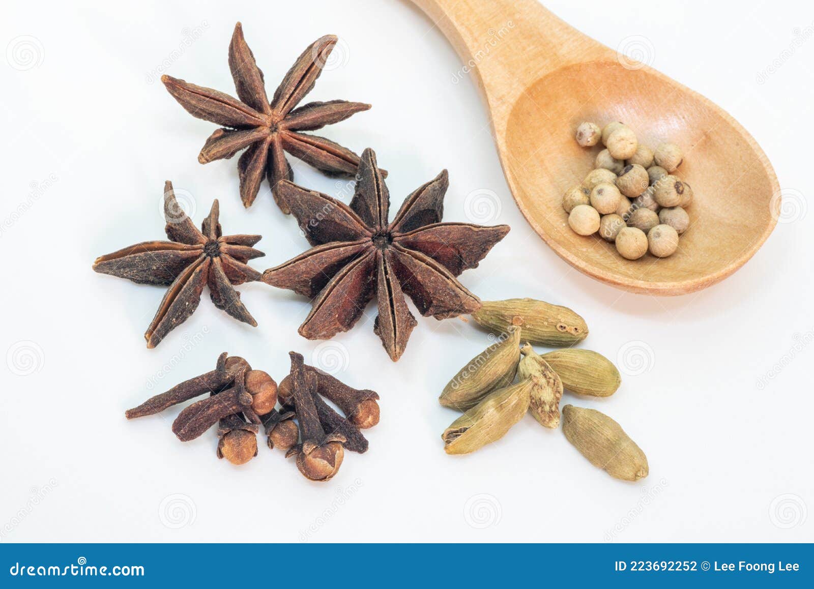 Herbs and Spices Aniseed, Cinnamon and Other Ingredients Stock Photo
