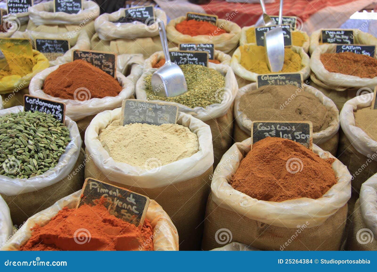 Herbs and Spices on a French Market Stock Photo Image of display