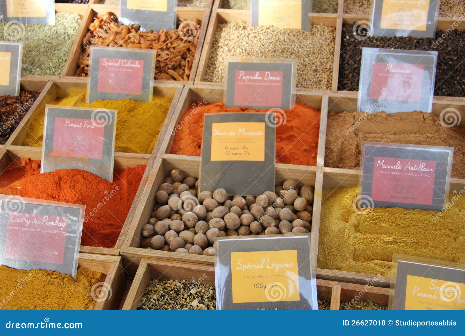 Herbs and Spices at a French Market Stock Photo Image of store