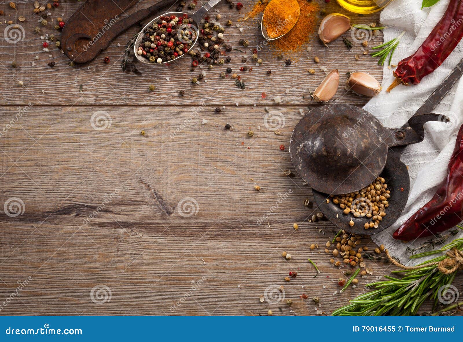 Herbs and Spices on Wood Table Stock Image - Image of herb, religion ...