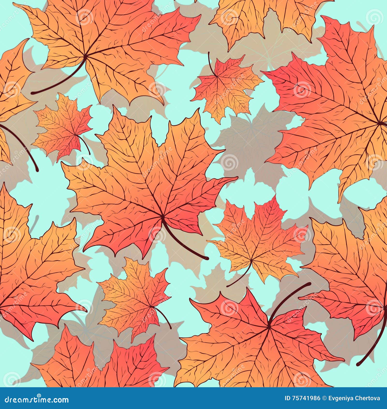 Herbstlaub Nahtloses Muster Vektorhintergrund Gelb Orangees Ahornblatt Auf Einem Blau Fur Das Design Der Tapete Vektor Abbildung Illustration Von Grun Fallen 75741986