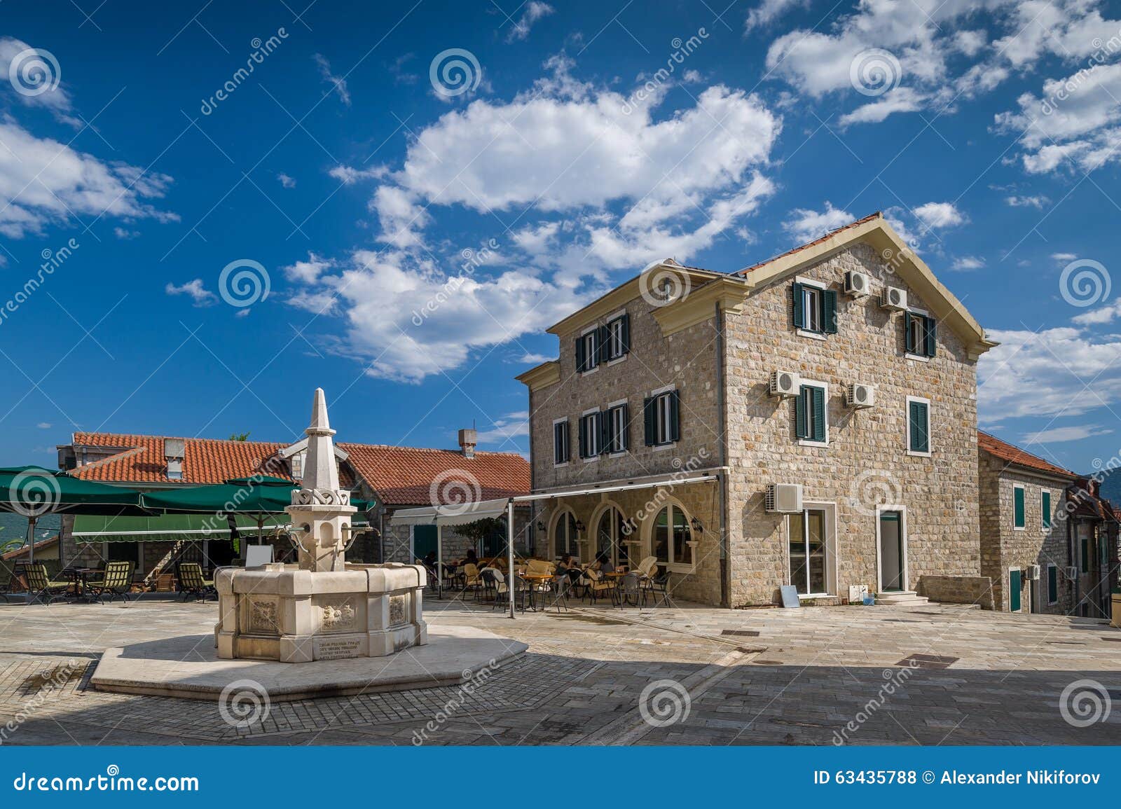 herceg novi old town square with drinkable water