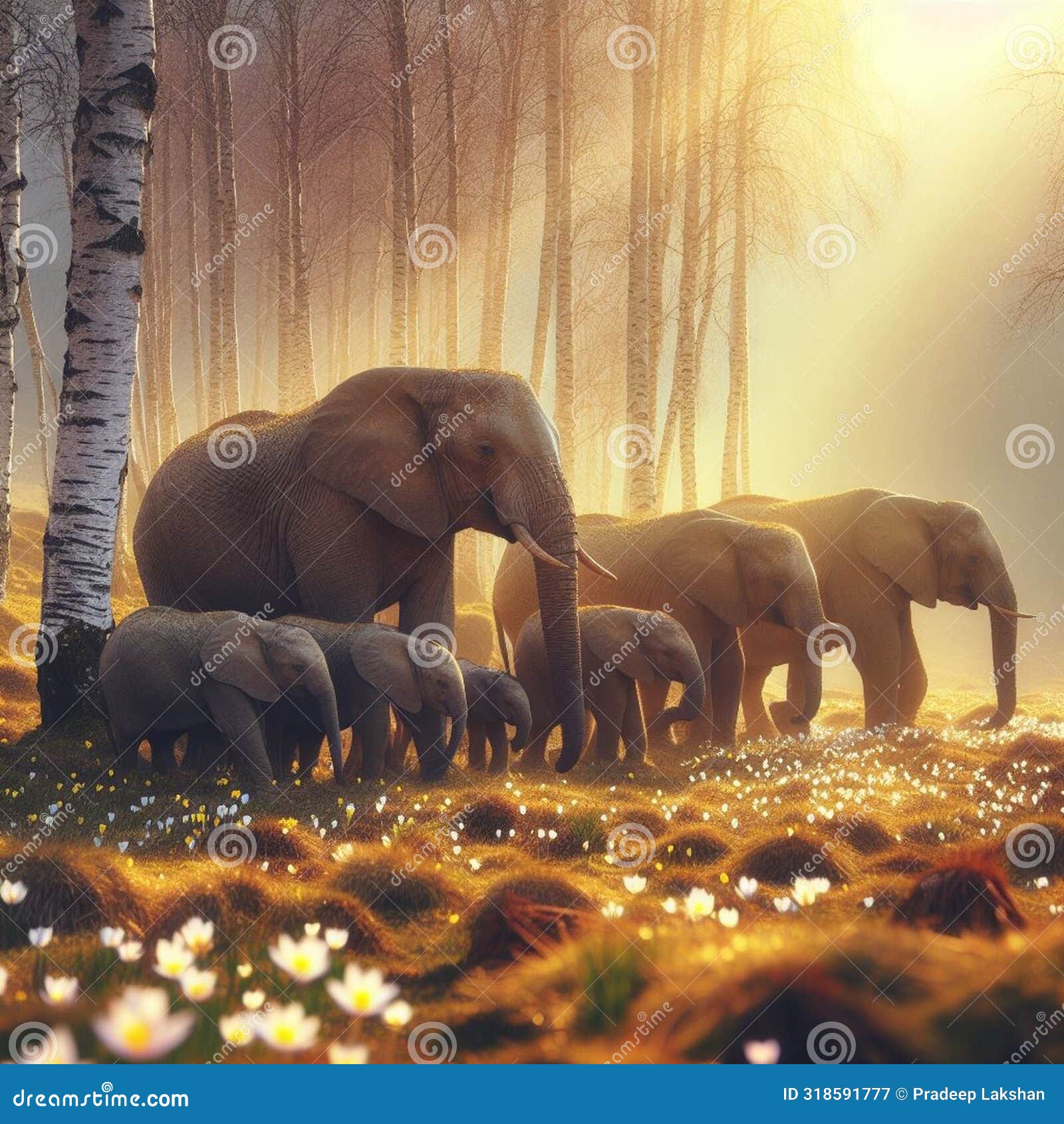 a herd of elephants in the forest.