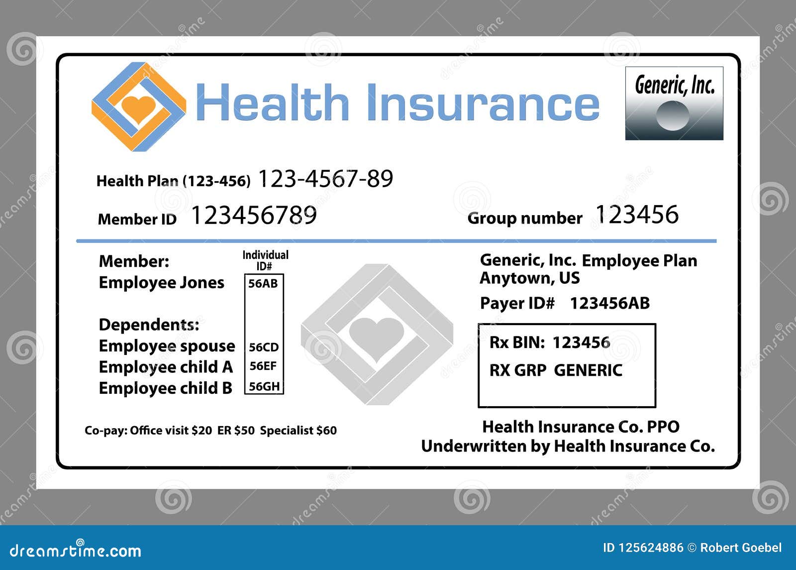 Here is a Generic Heath Insurance ID Card Isolated on the Background