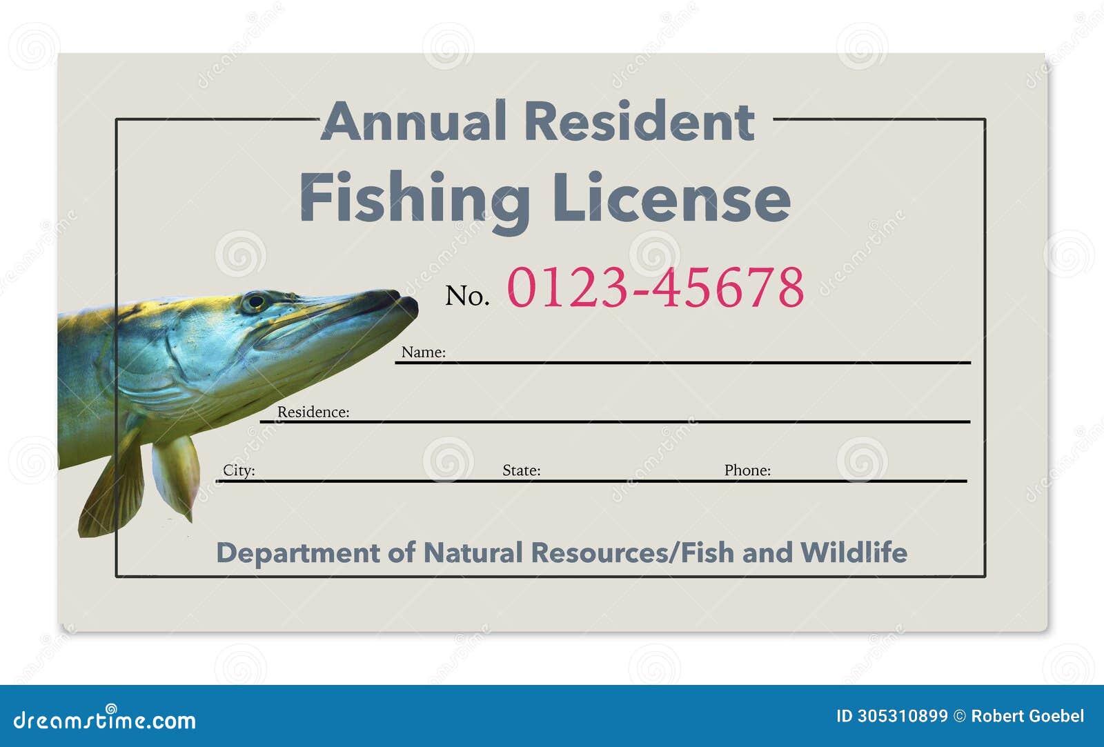 Here is a Generic Mock Fishing License Stock Illustration