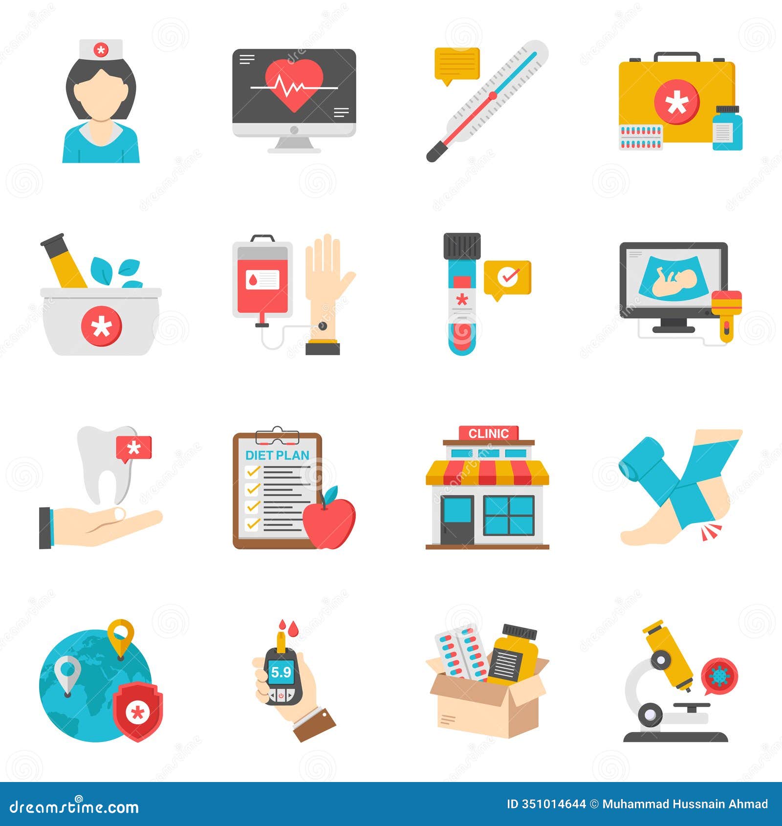 set of healthcare flat icons