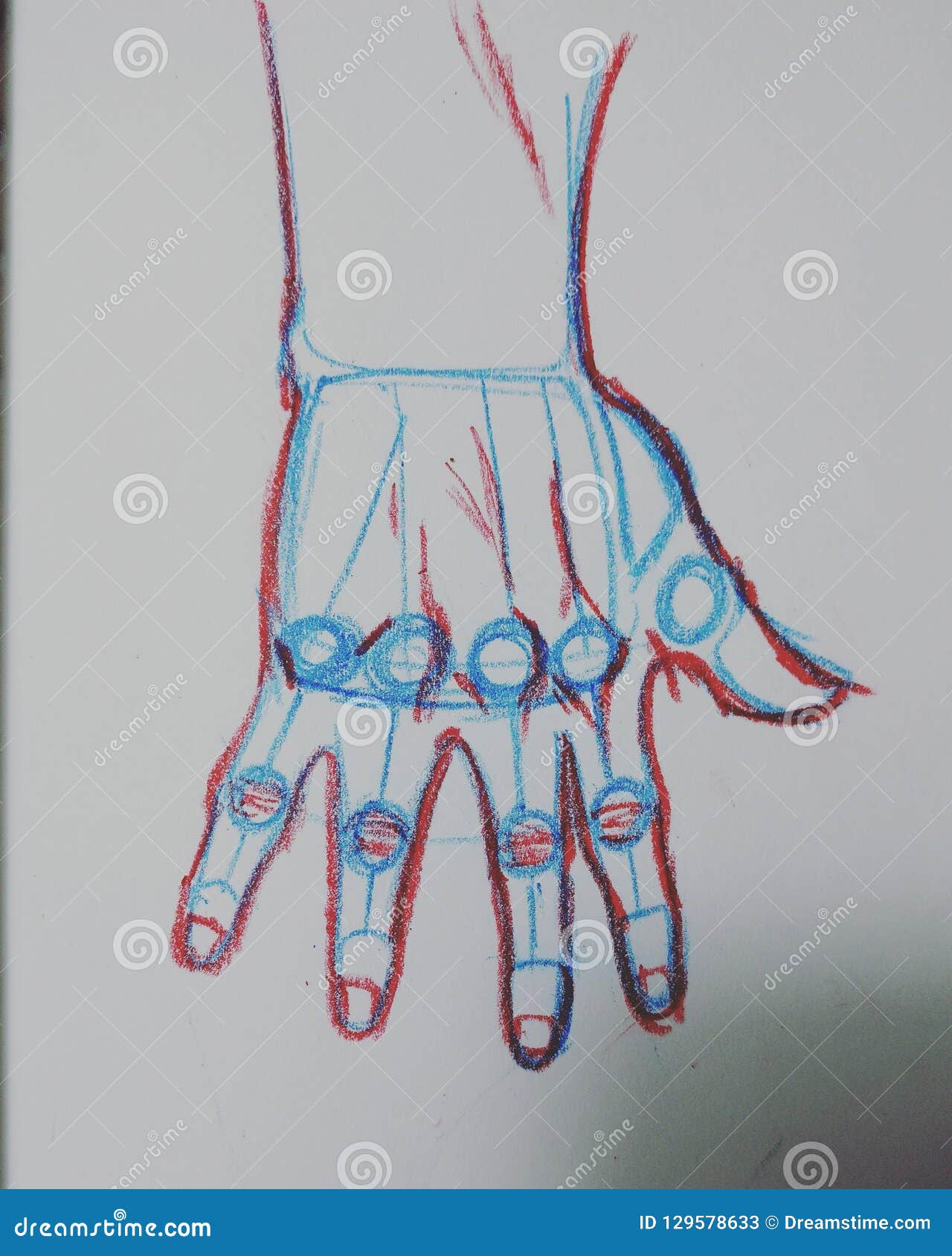 Sketching Tutorial Learning To Draw Hands Stock Image Image Of Learning Back 129578633