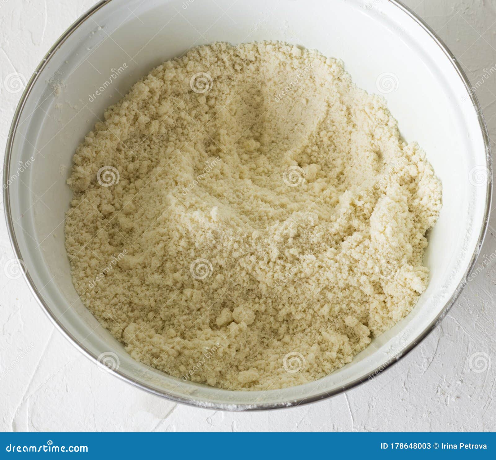 Here`s What a Readymade Crumbly Shortbread Dough Looks Like for a Curd