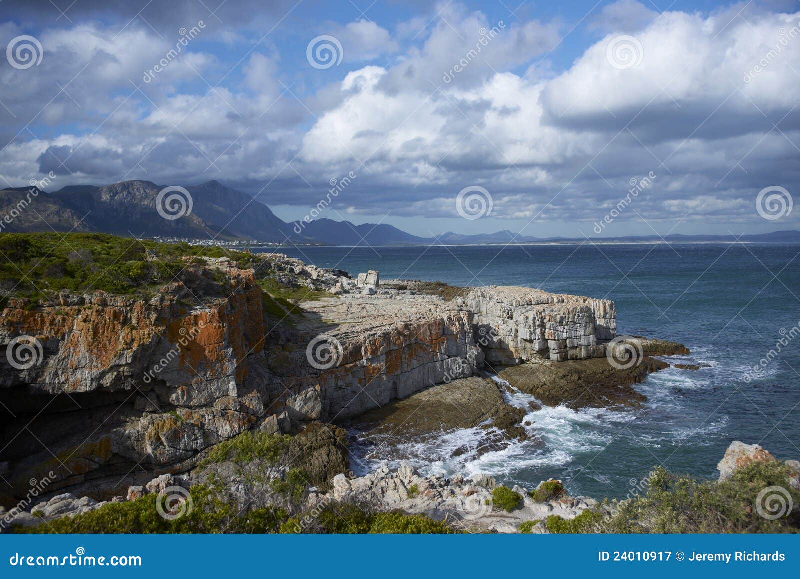 Hermanus Bay stock image. Image of shoreline, cliff, shore 24010917