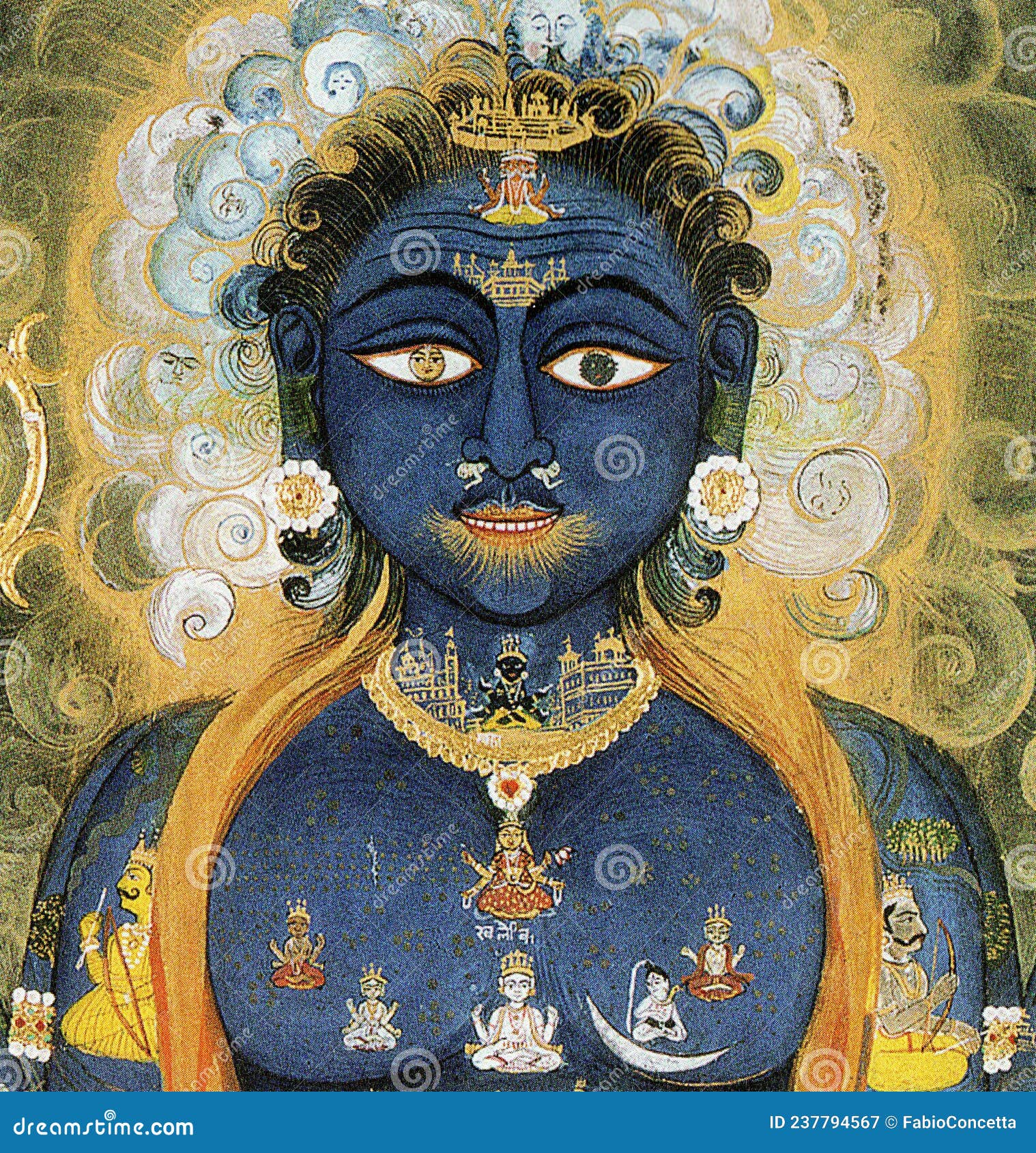 Hermetic Religious Illustration Of Vishnu Visvarupa Protector Of The Hermetic Religious Illustration Of Vishnu Visvarupa Protector Of The