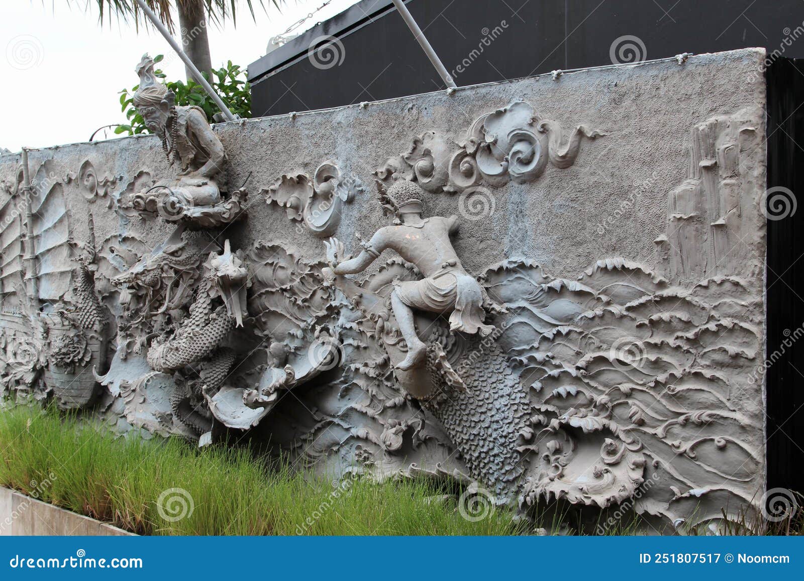 Cement Statue on Concrete Wall Stock Image Image of ascetic, thai
