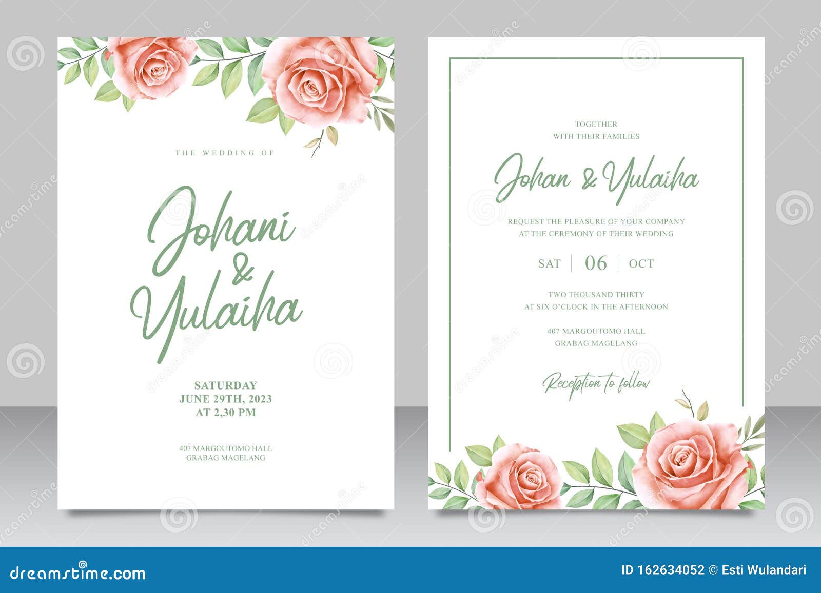 Intacto juez cinturón Hermosa Plantilla De Tarjeta De Invitación De Boda Floral Ilustración del  Vector - Ilustración de flores, fecha: 162634052