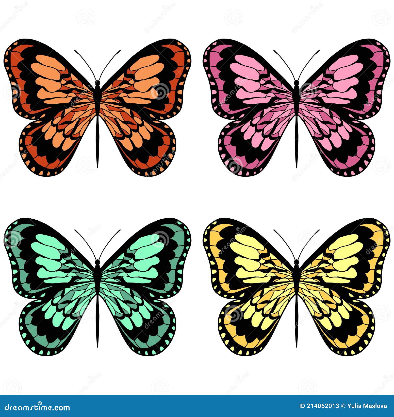 Hermosas Mariposas. Colores Pastel. Conjunto De Dibujos Animados Planos  Ilustraciones De Vectores Ilustración del Vector - Ilustración de cubo,  insecto: 214062013