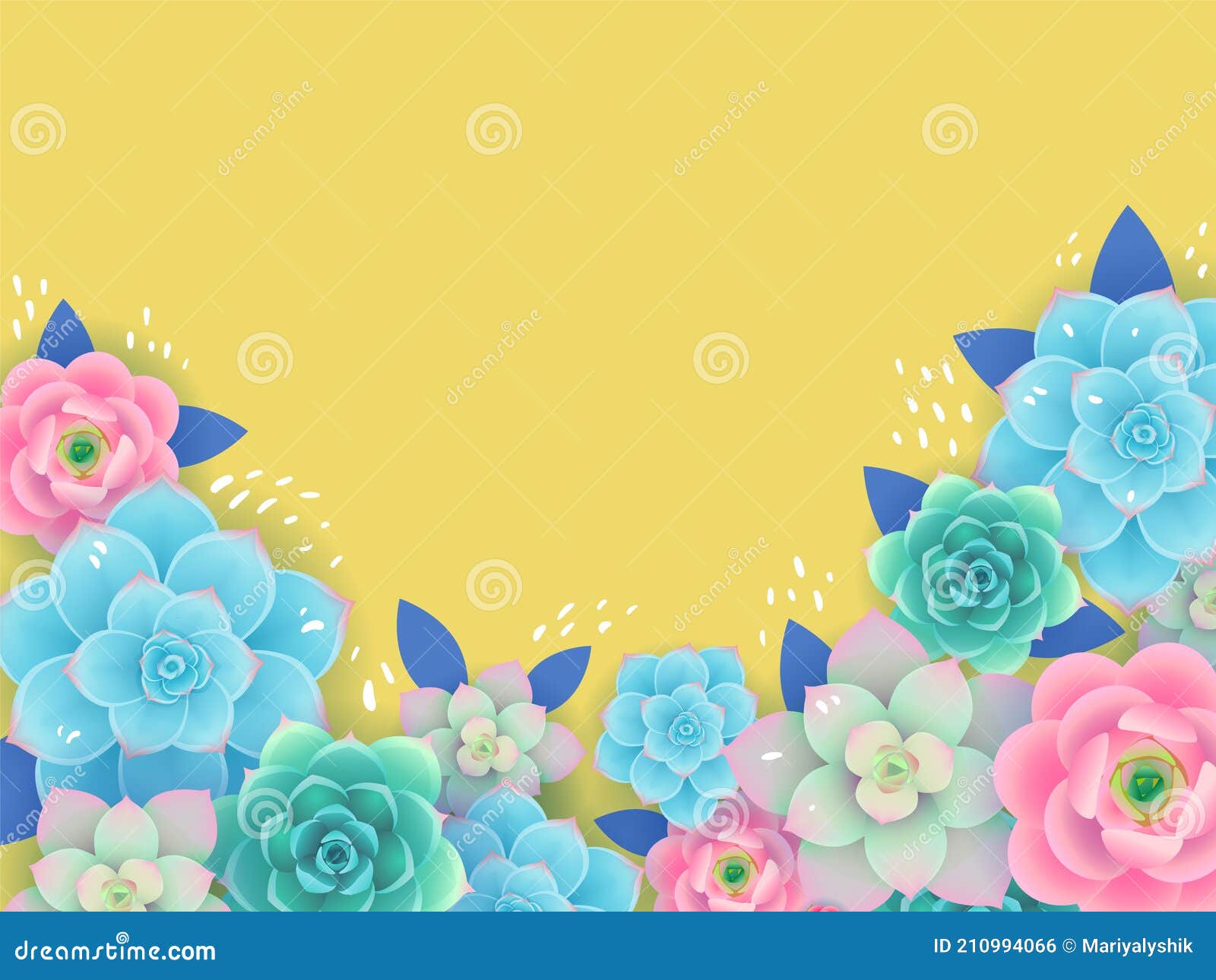 Hermoso Fondo Floral Para La Invitación De La Tarjeta O Diseño De La  Bandera. Flores Coloridas Sobre Fondo Amarillo Vector Ilustración del  Vector - Ilustración de fondo, hoja: 210994066