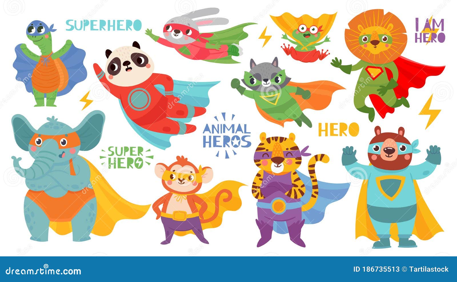 Hero Animals. Super Animal Kids with Capes and Masks. Cute Lion, Tiger and Panda, Raccoon and Rabbit and Bear Cartoon Stock Vector - Illustration of cute, flying: 186735513 Hero Animals. Super Animal Kids with Capes and Masks. Cute Lion, Tiger and Panda, Raccoon and Rabbit and Bear Cartoon Stock Vector - Illustration of cute, flying: 186735513