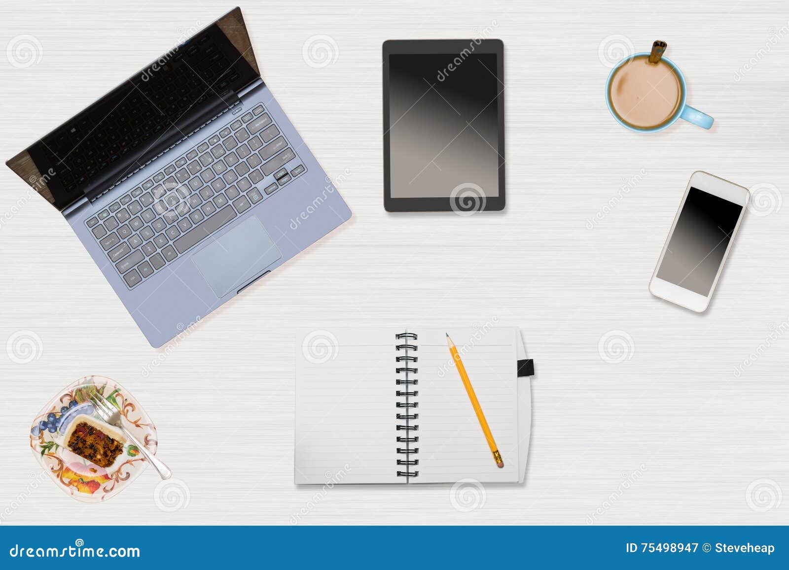 Hero Header Image Of Tidy Desktop With Mug Of Coffee Stock Image