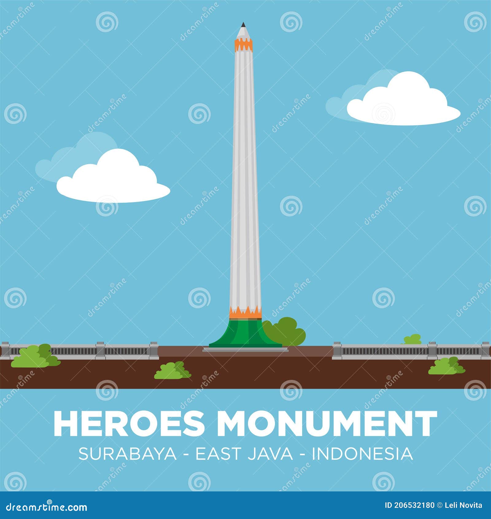 Tugu Pahlawan Surabaya Line Art Logo Vector Symbol Illustration Design