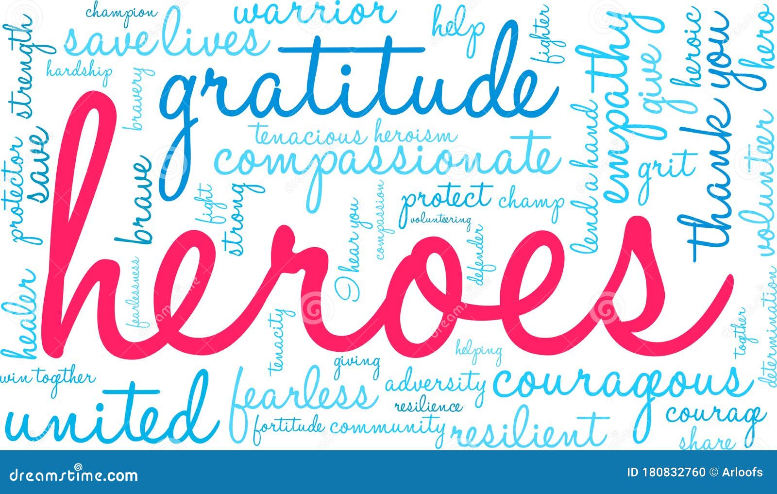 Heroes Word Cloud stock vector. Illustration of compassionate 180832760