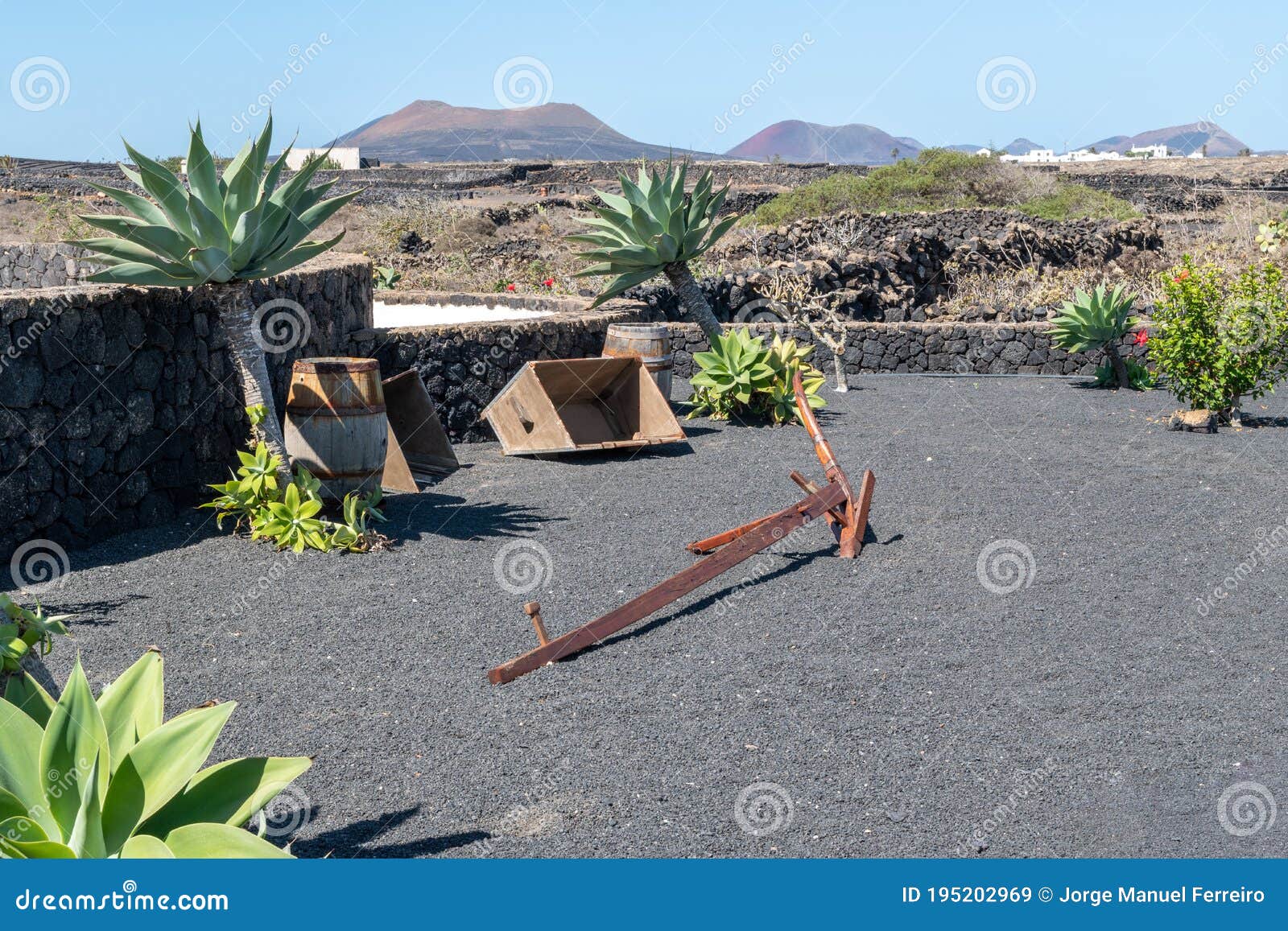Herramientas Agrícolas Lanzarote En Una Isla Tropical Con Canarias Volcánicas Imagen archivo - Imagen de desierto, agricultura: 195202969