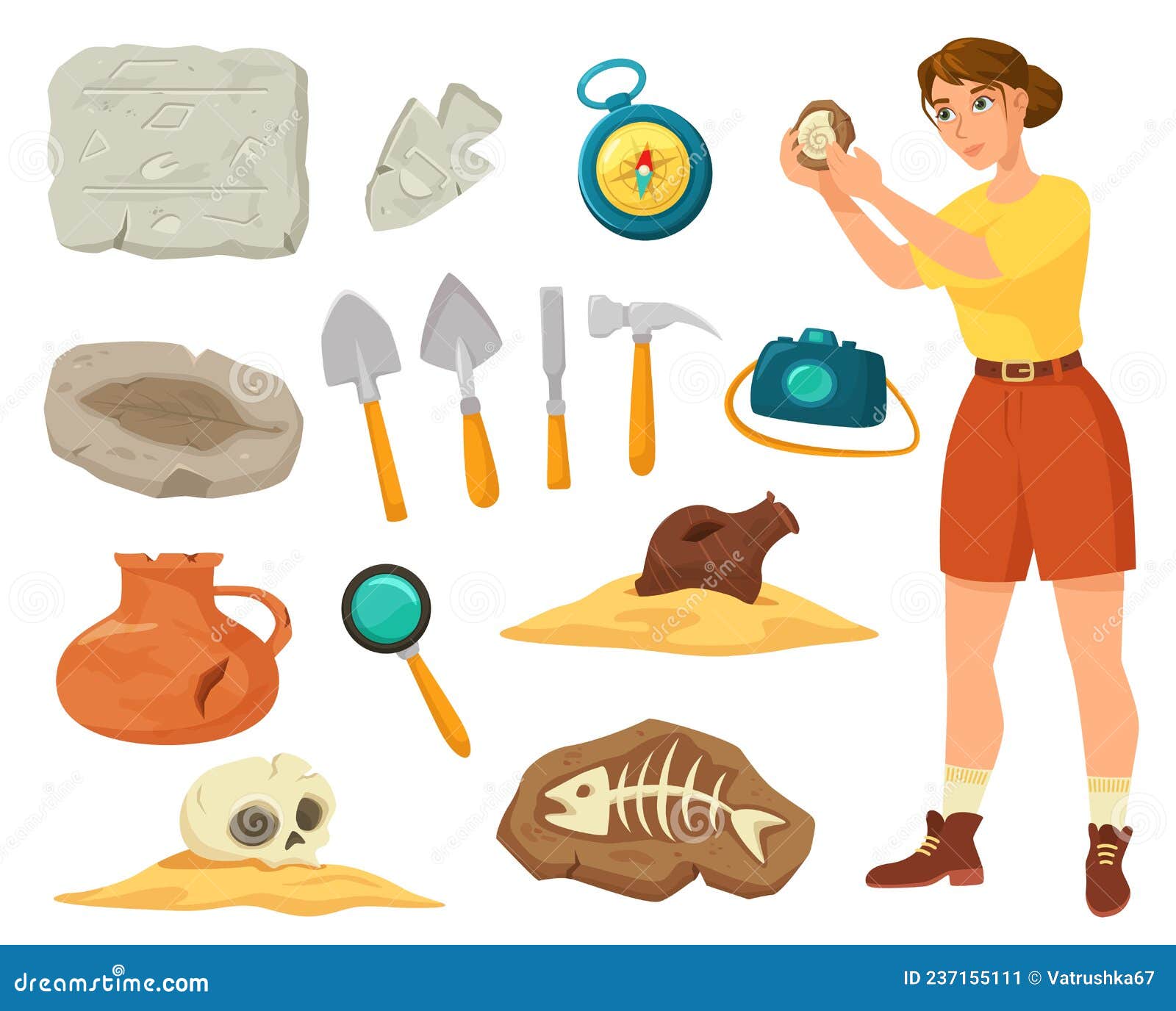 Herramientas Y Equipos Arqueológicos De Dibujos Animados Artefactos Antiguos Y Fósiles. Arqueólogo En La Expedición De Arqueología Ilustración del Vector - Ilustración de vector, antigüedad: 237155111 Herramientas Y Equipos Arqueológicos De Dibujos Animados Artefactos Antiguos Y Fósiles. Arqueólogo En La Expedición De Arqueología Ilustración del Vector - Ilustración de vector, antigüedad: 237155111