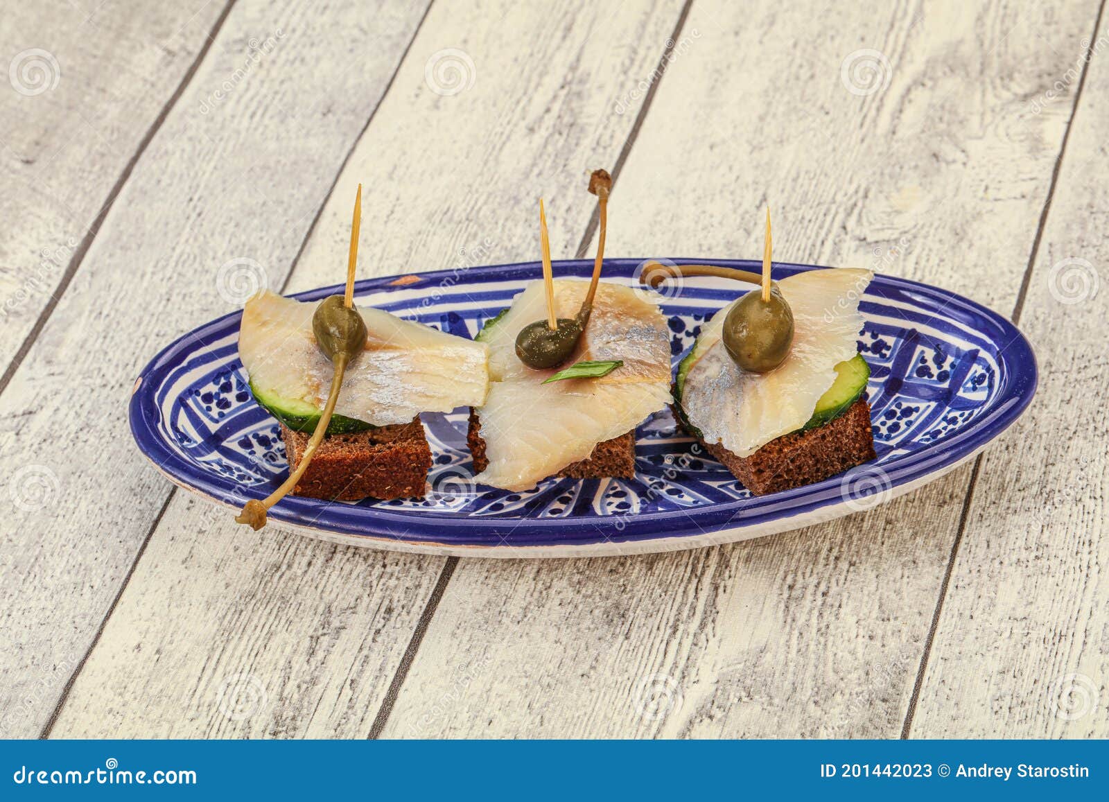 Herring Fillet Canape with Caperberry Stock Image Image of fish