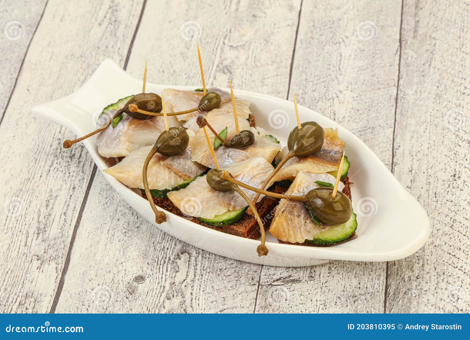 Herring Fillet Canape with Caperberry Stock Image Image of fish