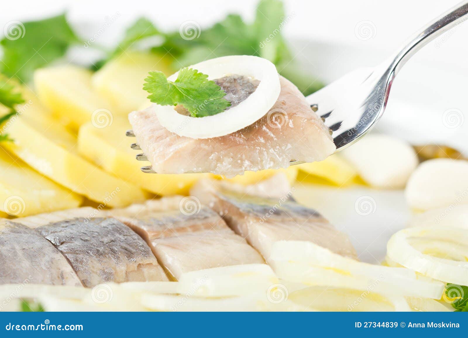 Herring Fish Fillets with Potato and Onion Stock Image Image of